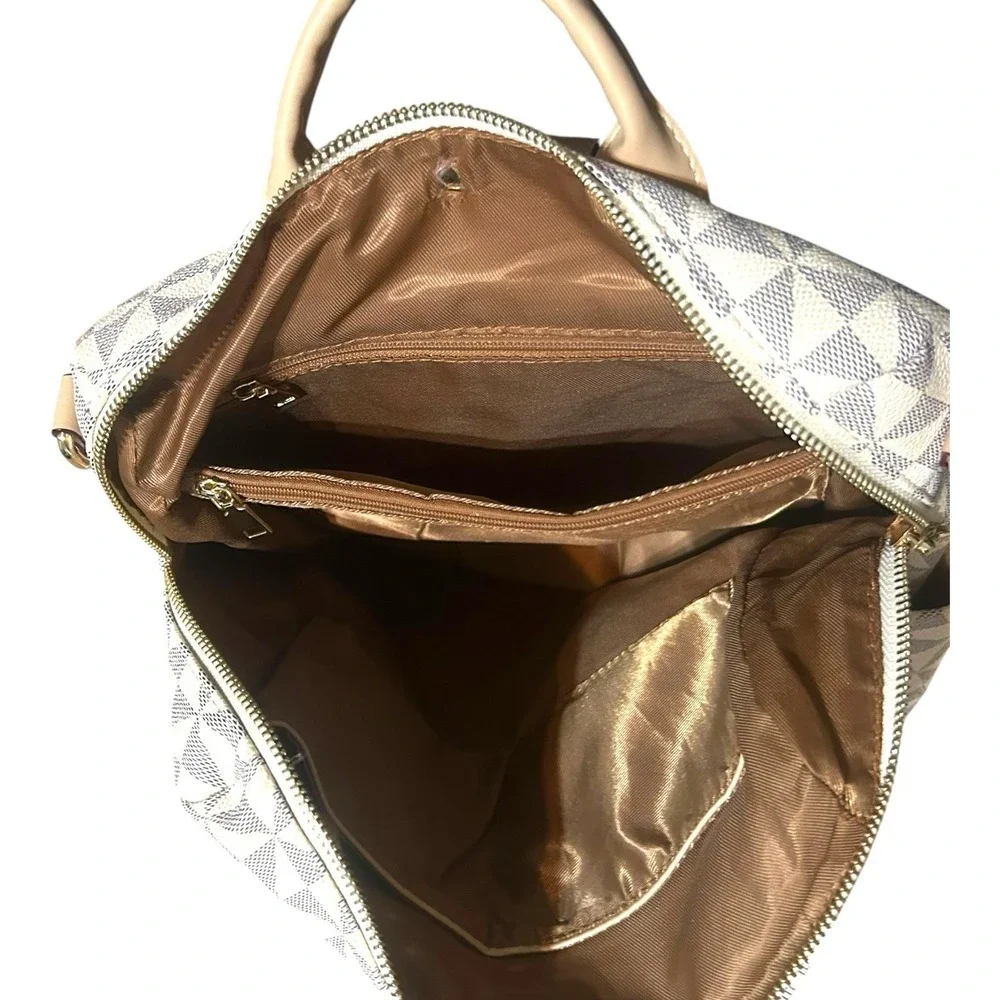 Backpack Satchel Shoulder Bag Purse with Wallet‎ Cream White
